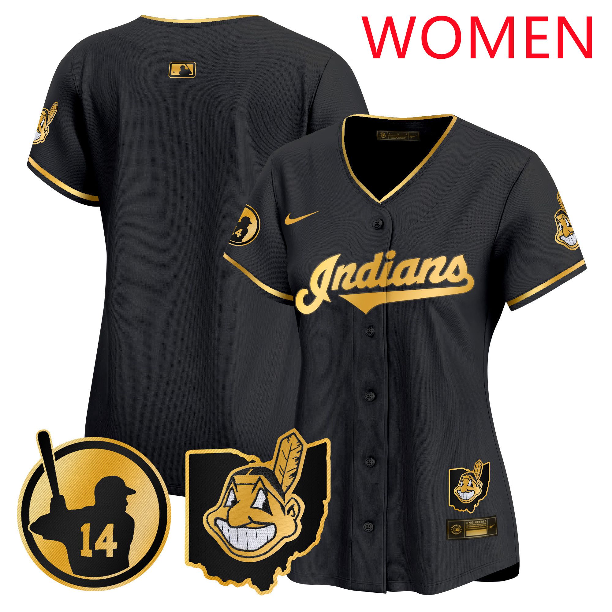 Women Cleveland Indians Blank Black Nike 2025 Patch Vapor Premier Limited MLB Jersey